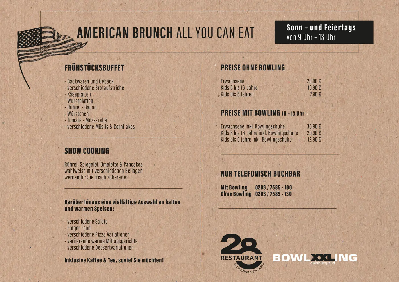 American Brunch in der 28 Süd Erlebnisgastronomie